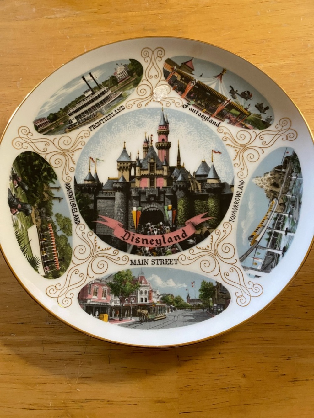 Disney Disneyland Main Street Collector Plate - Pink & Gold